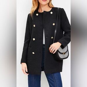 Chic Black Coat with Gold Buttons size L NWT